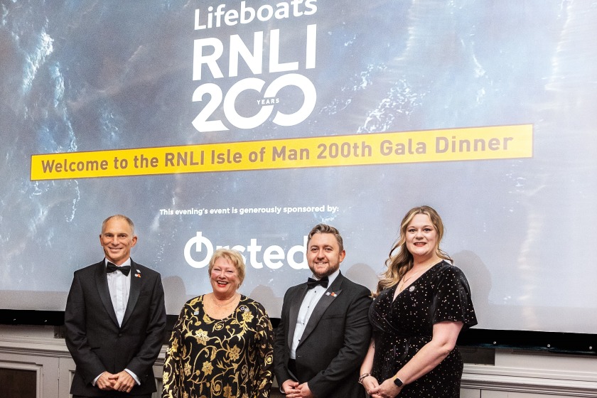 (L to R): Duncan Clark (UK and Ireland head for Orsted), Gilli Cowley (chair of Douglas RNLI Lifeboat Guild), John Galloway (Development Project Director) and Charli Dimelow (volunteer RNLI press officer). 