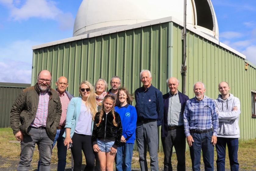 Retired astronaut Jeffrey Hoffman (fourth from right), pictured with members of the Isle of Man Astronomical Society and representatives from the ManSat Group during his visit to the James Martin Observatory in Foxdale.