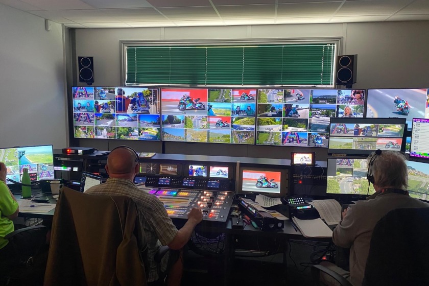 Greenlight TV's live production gallery is used to bring in live tv cameras from all over the world including the TT Races
